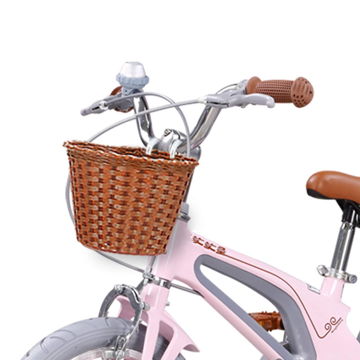Cesta de Bicicleta Niña, Manillar Retro Tejido Natural Mimbre de Ratán Clásico Retirable Accesorio de Bici Instalación Fácil