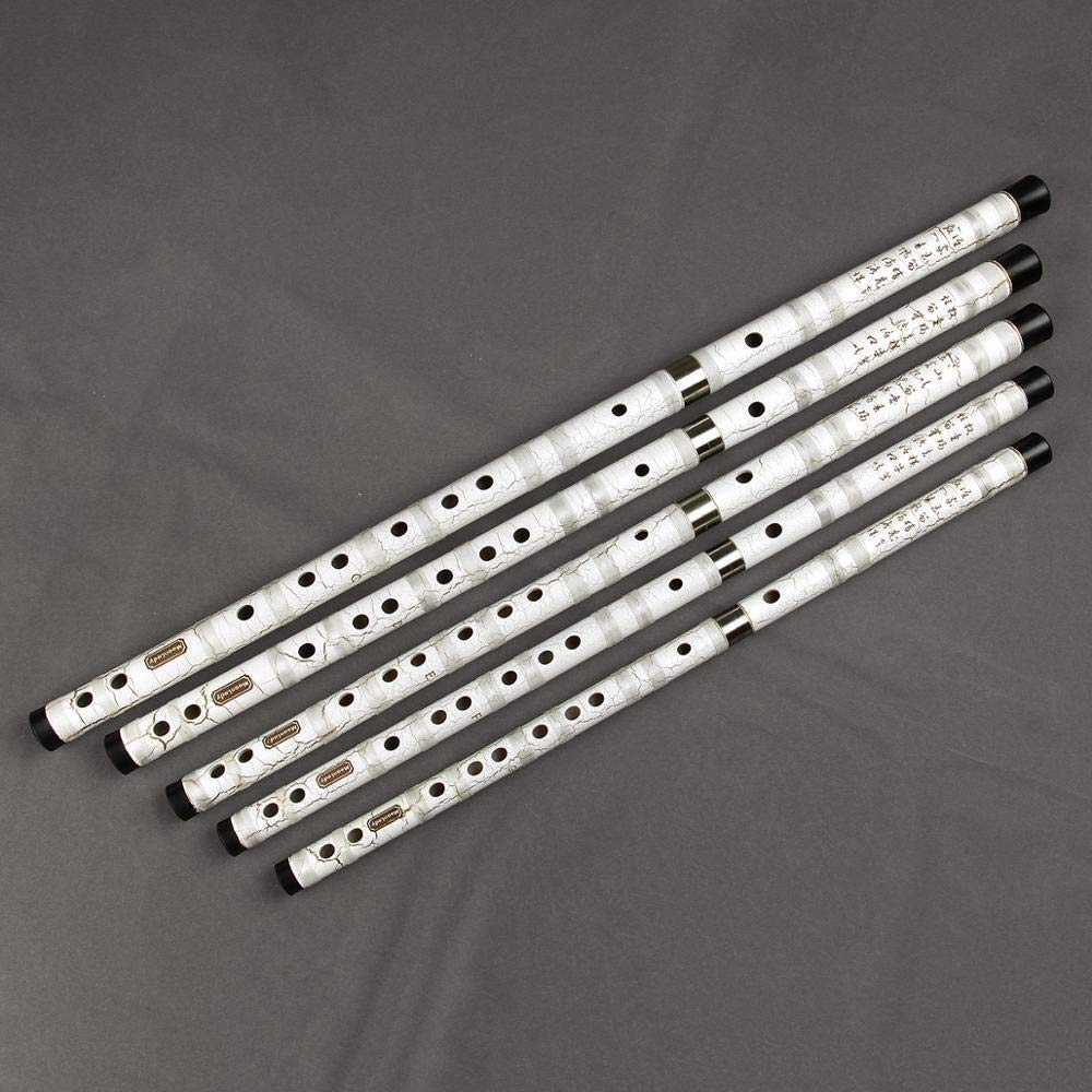 Clave Flauta Blanca Hecha Flauta de bambú Mano Instrumento Musical Flauta Profesional con línea Dizi también Adecuada para Principiantes (Color : Tecla F)