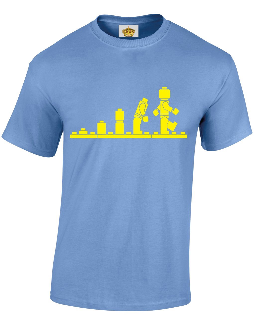 Crown Designs Men's Carolina Blue Evolution Of Bricks Cool Funky Geek Nerd For & Teenagers T-Shirts Tops - /Medium