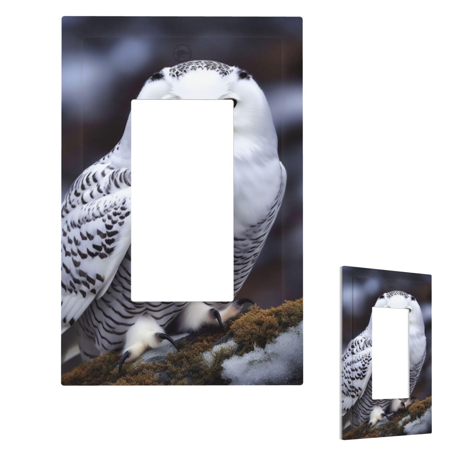 Fekiloot 1 Gang Arctic Owl Wall Plate Cover Modern Decorative Light Switch Cover Unbreakable Receptacle Outlet Covers For Living Room Bedroom Home Decor