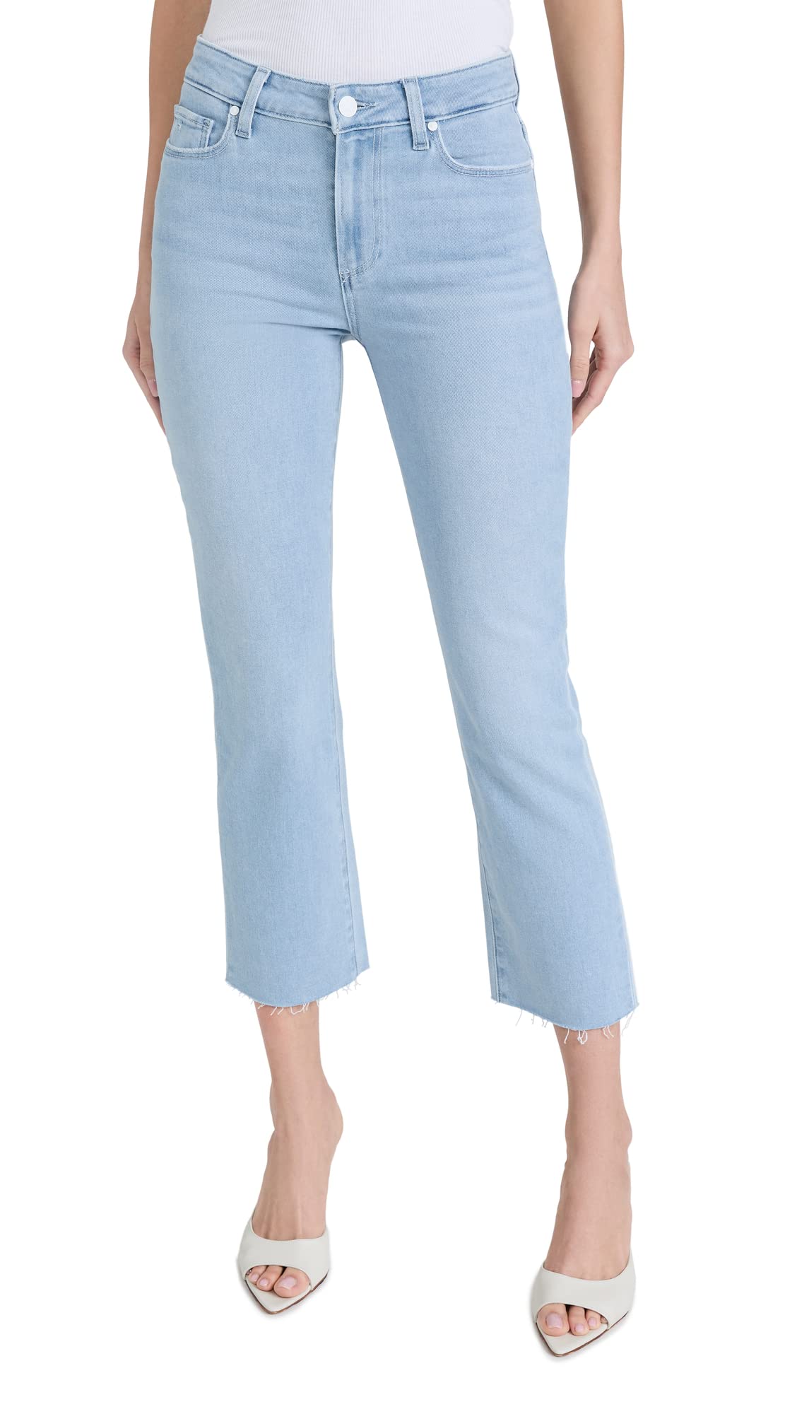 PAIGE Women's Cindy Crop Raw Hem High Rise Straight Leg