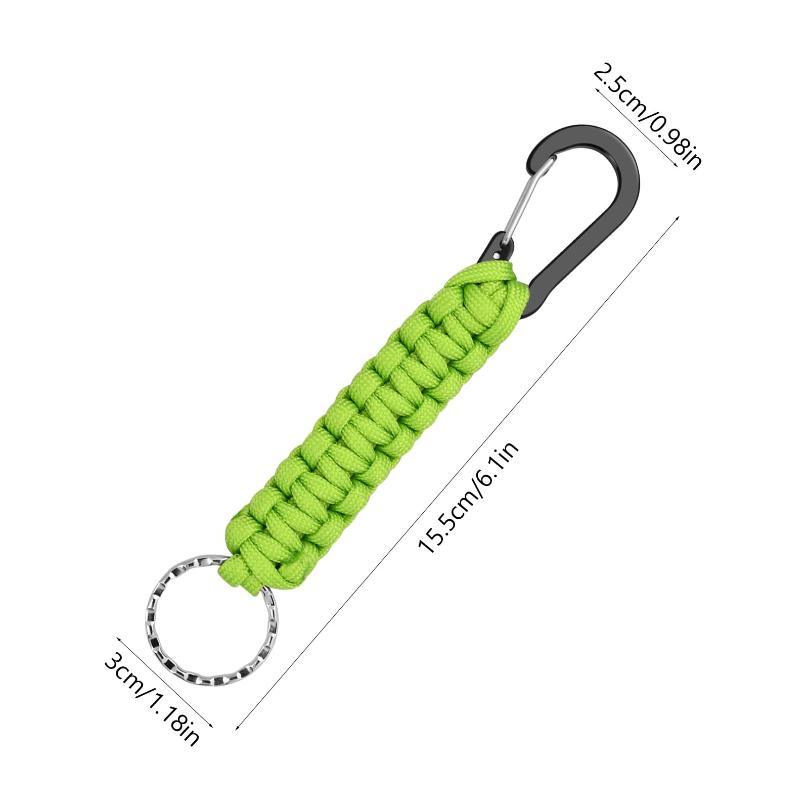 2 Pezzi Portachiavi Paracord con Moschettone Inox Portachiavi Cordino Intrecciato Staccabile Paracord Moschettone per Tattica Chiavi Campeggio Sopravvivenza Esercito Pesca e Caccia, Uomo Donne