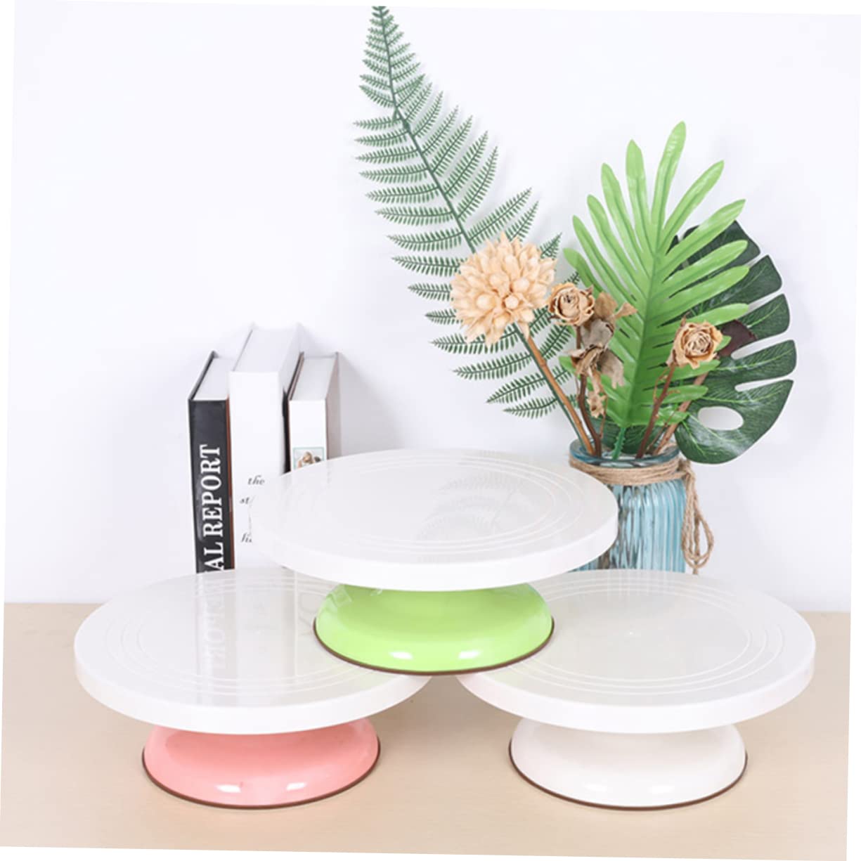 POPETPOP Plato Giratorio y Movimiento Suave Redondo para Tartas de Plástico Diseño Giratorio 360° Adecuado para Decoración de Pasteles en Casa y Repostería