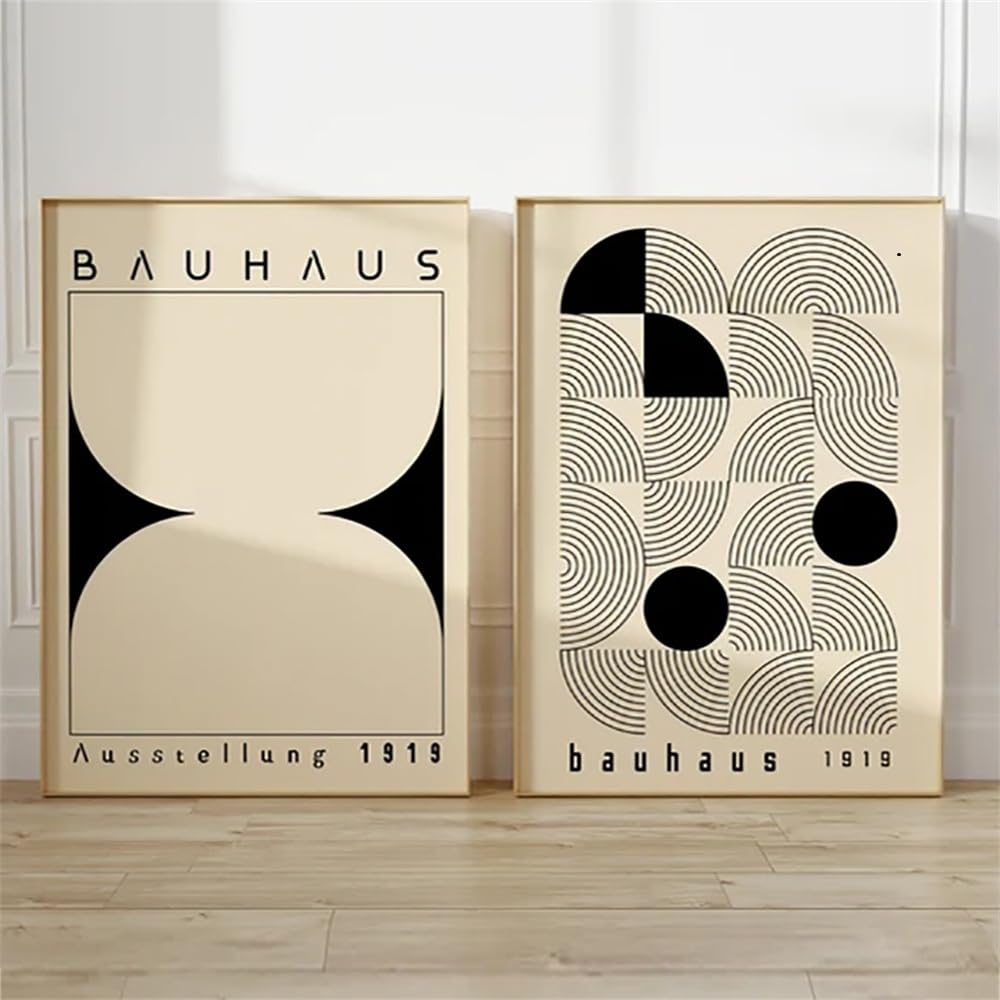 WBYZAC 2 Pieces-Bauhaus Wall Art Poster Abstract Geometric Mid Century Canvas Painting Boho Print Picture Modern Living Office Room Interior Home Decor-50 * 60cm (No Frame)
