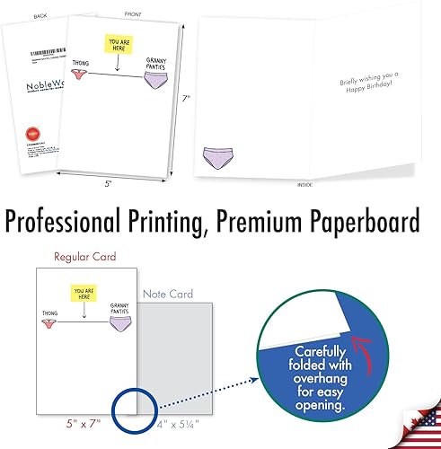Miniatura 3 de NobleWorks Paquete de 3 divertidas tarjetas de felicitación de cumpleaños con sobres (1 diseño, 3 cada uno) ropa interior de mediana edad