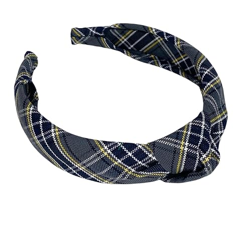 1" Knotted Headband in School Uniform Plaid-Padded headband-Knot at Top-Uniform Headband (Plaid 42)