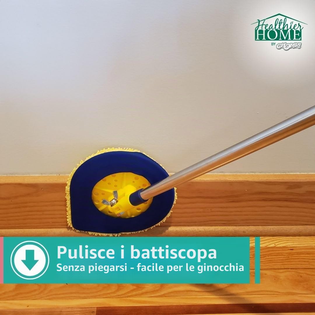 CHOMP - Pulitore da parete con manico lungo, pareti pulite in 5 minuti, estensibile, per parete, soffitto, polvere, lavaggio a umido e panno in microfibra lavabile