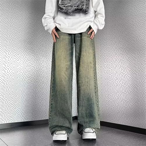 Men's Vintage High Waist Wide Leg Jeans Casual Fashion Straight Loose Blue Jeans with Pockets3