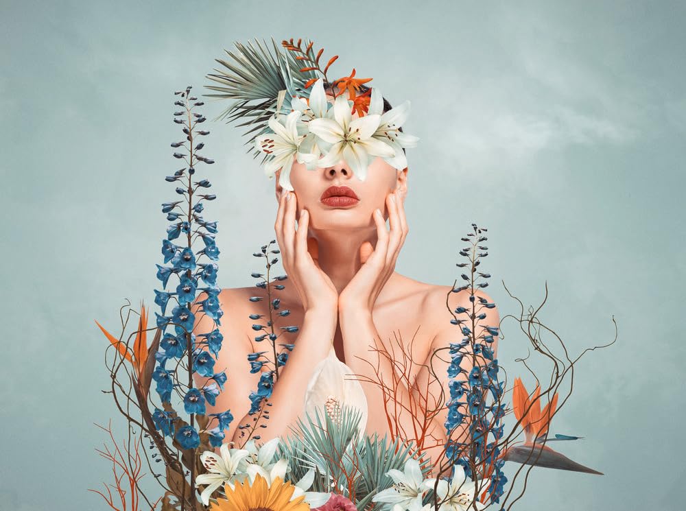 Papier peint intissé bleu Livingwalls 399111 motif femme grand format