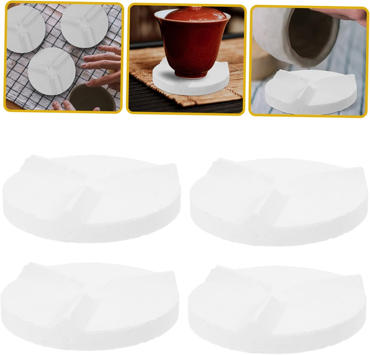 YOSADIER 4Pcs Pottery Kiln Refractory Support Mat Durable Ceramic Firing Pad for DIY Tools Moveable and Sturdy Kiln Accessories for Ceramic Crafts