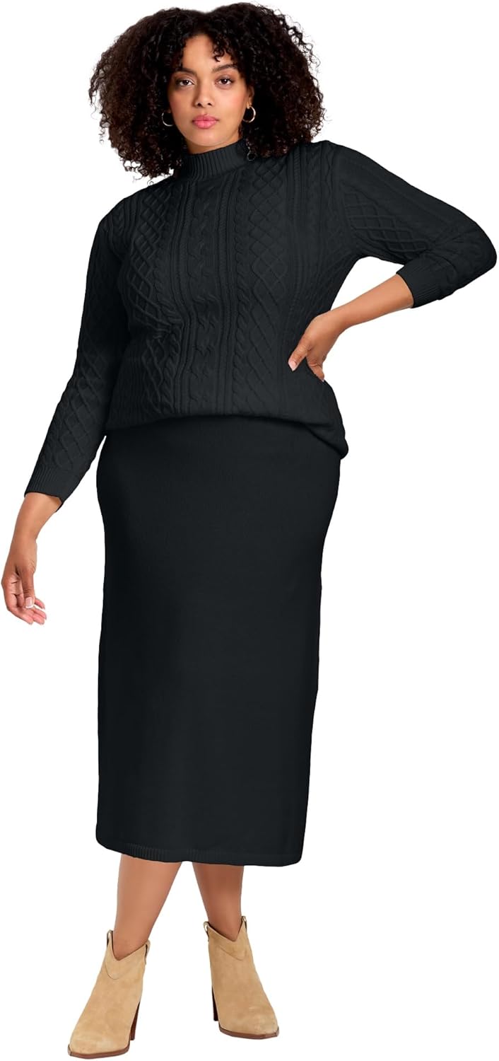 Avenue Women's Plus Size A-Line Midi Sweater Skirt