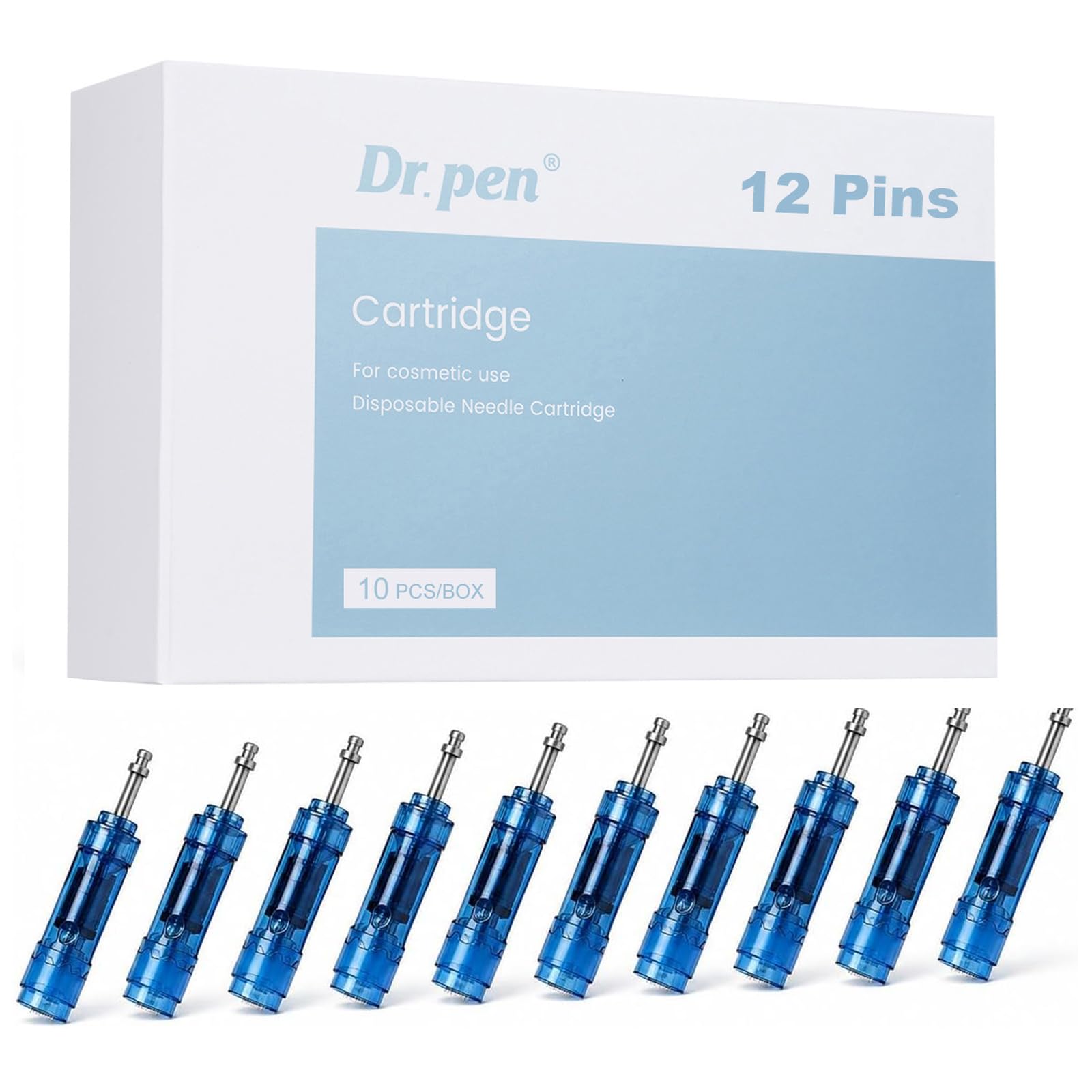10 Stück Dr.Pen M8S Cartridges 12 Pins 0,25 mm Nadelkopf aus 304 Edelstahl | Einweg-Kartuschen, 12 Pins für tägliche großflächige Haushautpflege, für Dr. Pen Ultima M8S A8S A11 A9 Microneedling Pen