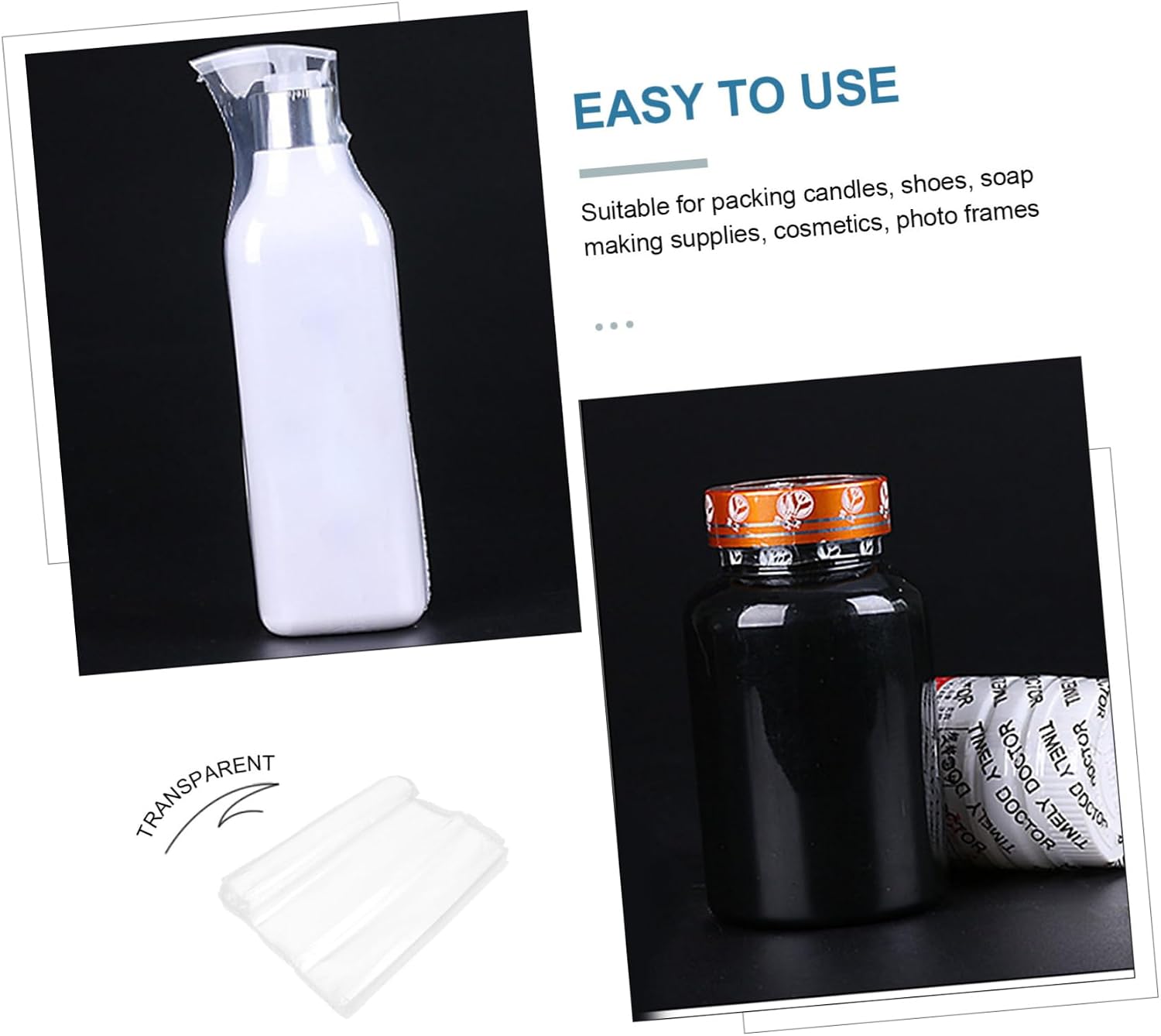 NUOBESTY Heat Shrink Wrap Bag Soft Transparent 100pcs Shrink Wrap Film Press and Seal