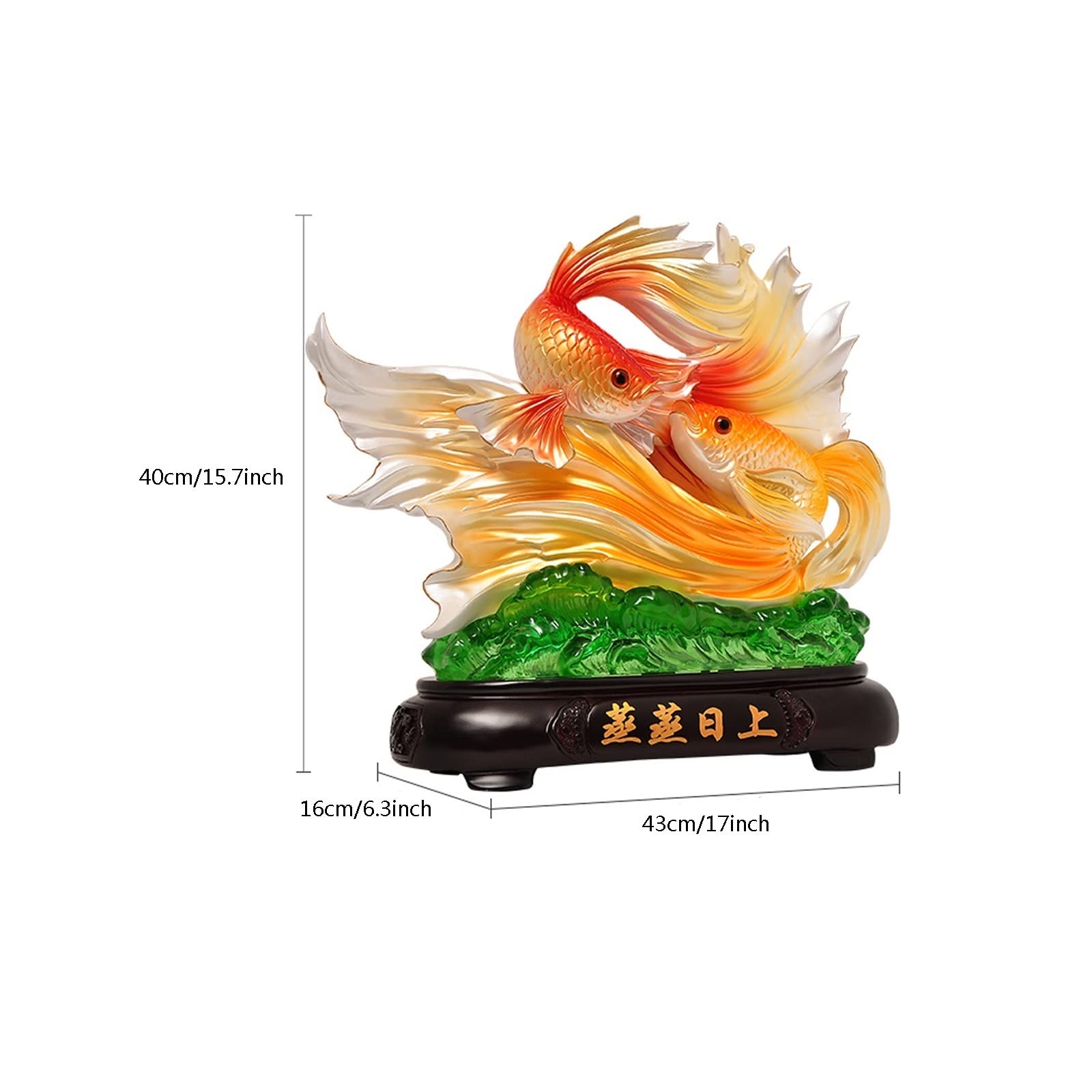 Posąg Buddy do wnętrz Feng Shui Ozdoby Fortune Goldfish Lucky Standue Mały Standue Biuro Salon Dekoracja Biznes Otwarta Złota Statua Medytująca Statua Buddy Rzeźba (B)