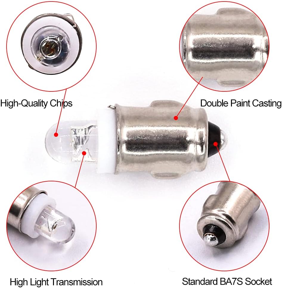 BA7S Dashboard Bulbs, F3 1 LED Bulb 12V 50LM White Light Bulb 10PCS Car Instrument Warning Auto Led Interior Bulb Panel Light Lamp, Negative Earth