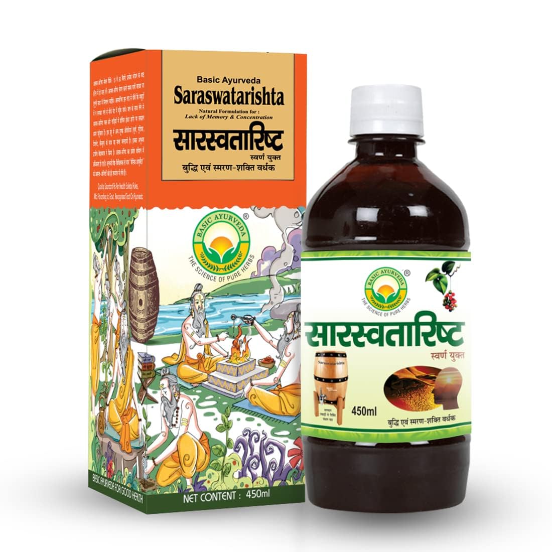 Basic Ayurveda Saraswatarishta Syrup Formulation With Gold | Ayurvedic Supplements For Helping The Body Adapt To Stress And Promote Mental Clarity- 450Ml (Pack Of 3) (B0936KTVNM) Amazon Price History, Amazon Price Tracker