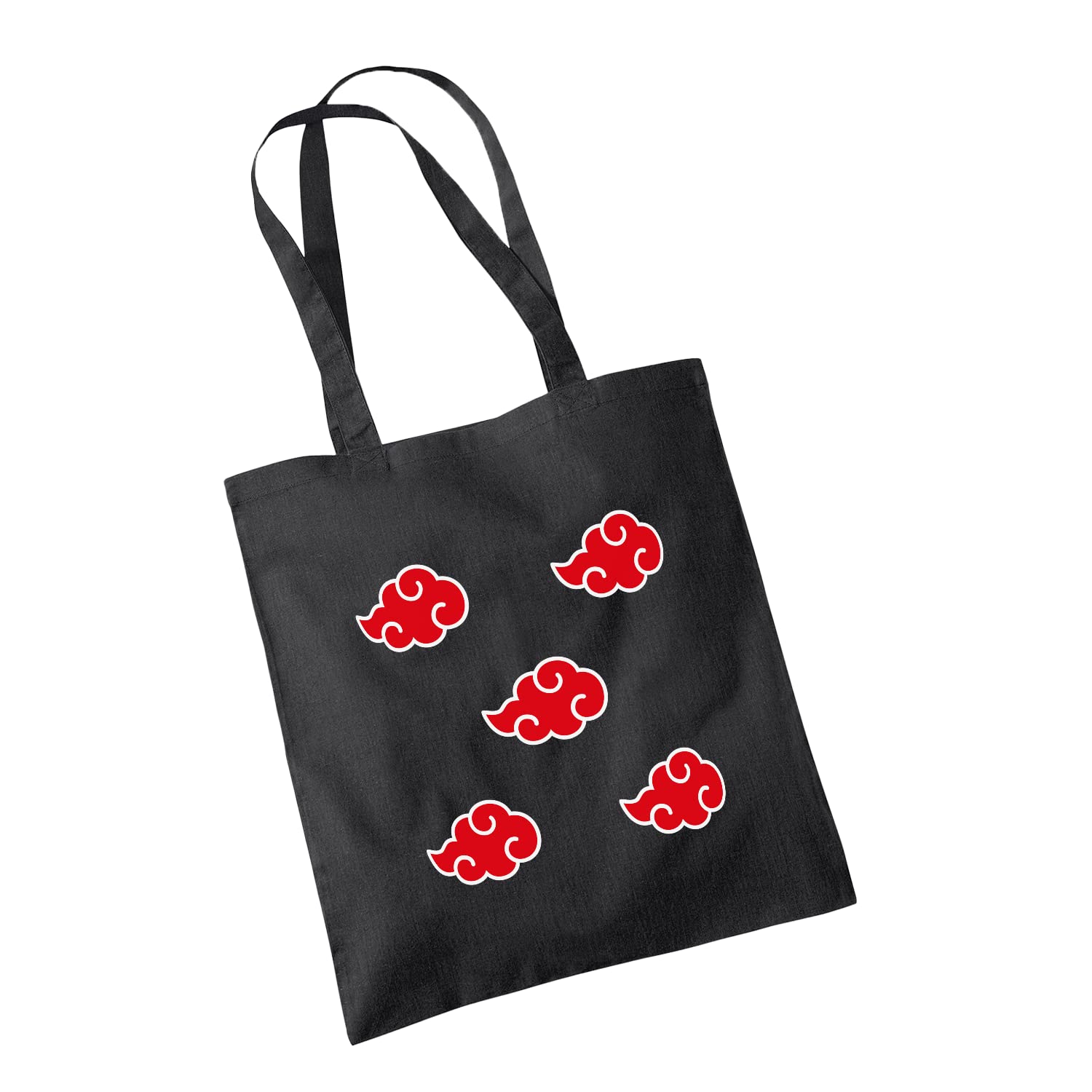 SMARTYPANTS Akatsuki Red Cloud Anime Black Tote Bag - Manga Naruto Criminal Ninja Yahiko Obito Uchiha Dawn Daybreak Shinobi Japanese Japan Cartoon TV Show 100% Cotton Shopper