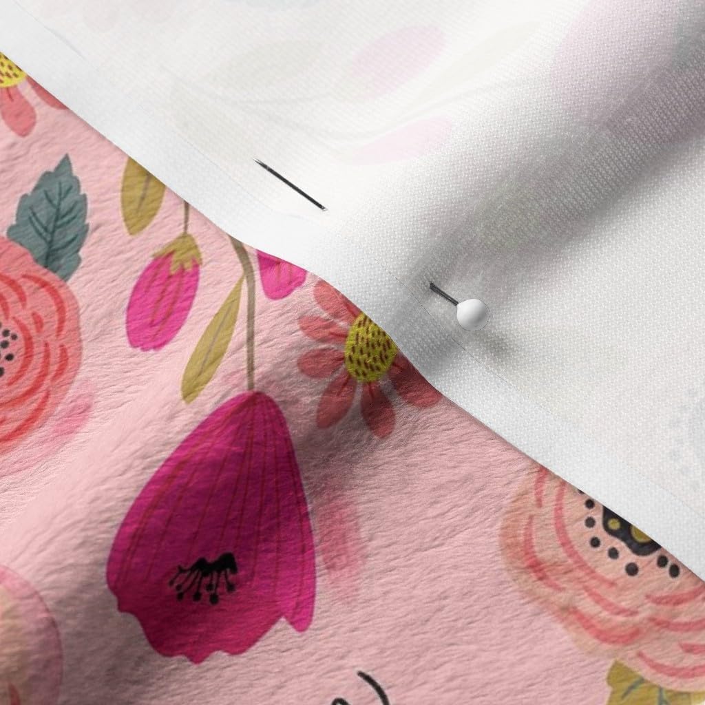 Spoonflower Fabric - Swear Small Scale Pink Floral Adult Content Printed on Minky Fabric Fat Quarter - Sewing Baby Blankets Quilt Backing Plush