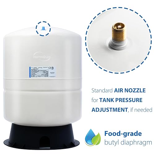 Miniatura 2 de iSpring T11M Sistemas de ósmosis inversa de almacenamiento de agua prepresurizada de 11 galones ro tanque, blanco