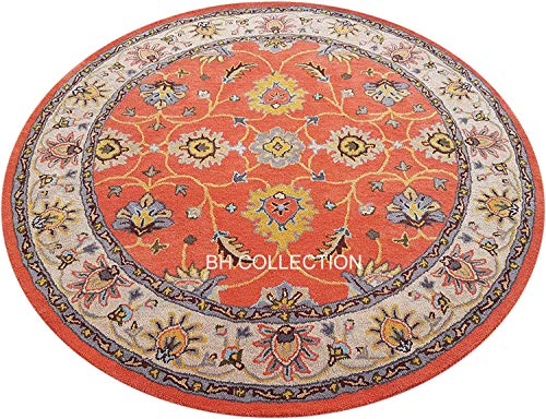 Image of Classical Look Handmade Round Carpet with Super Soft & Pure Woolen Carpet for Your BEDROOMS & Living Room with 1 INCH Pile Height 4 X 4 FEET (120x120 CM) Multi