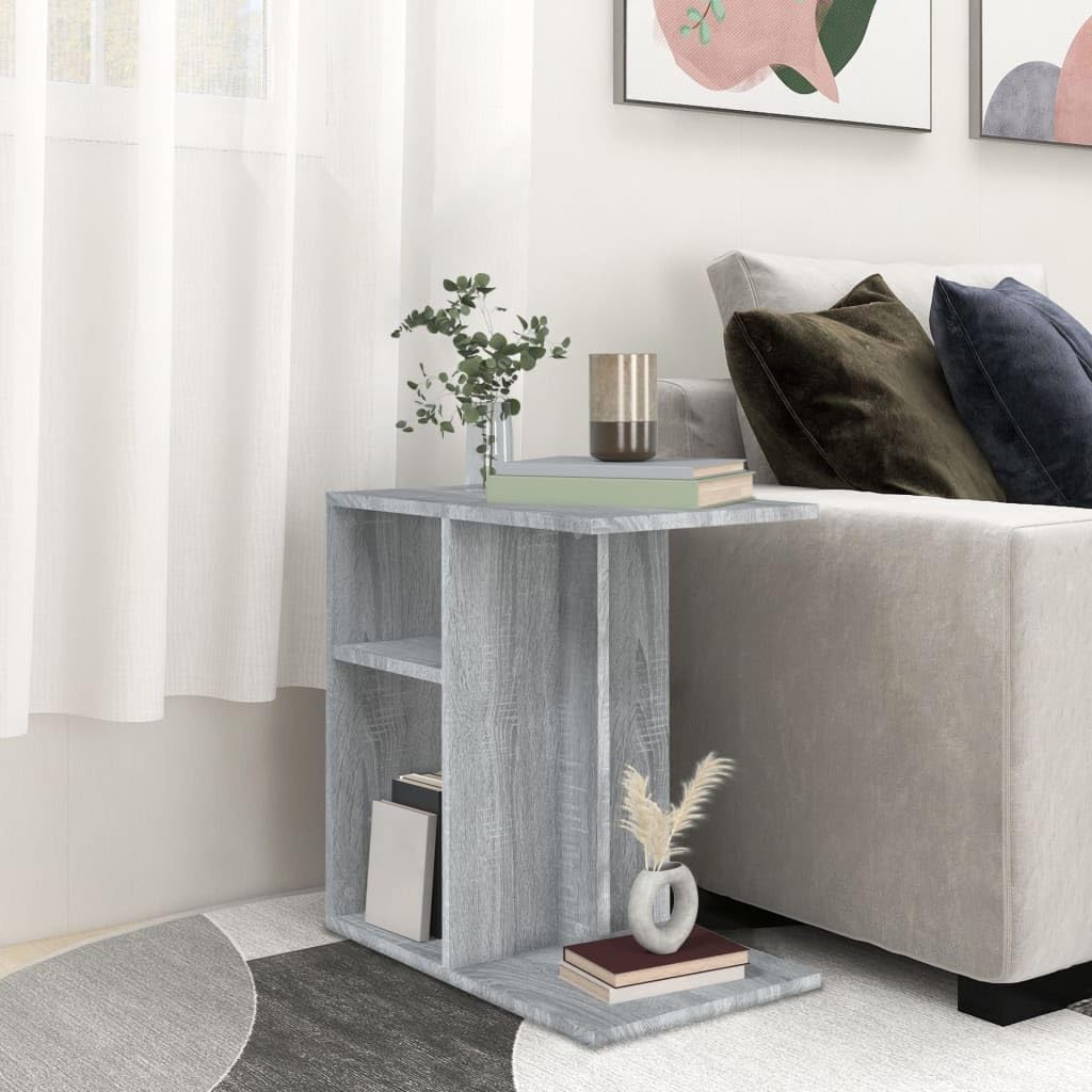 Beistelltisch Grau Sonoma Holzwerkstoff 50x30x50 cm, Flexibler Couchtisch mit Ablagefach, Sofatisch und Ablagetisch für Wohnzimmer, Schlafzimmer, Flur, Balkon, vielseitiger Telefontisch