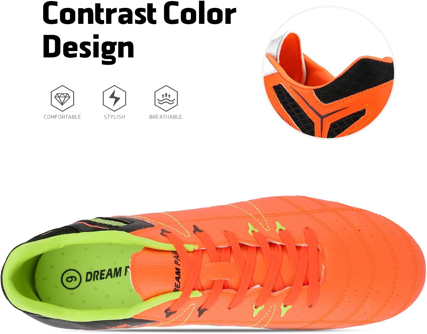 DREAM PAIRS Mens Sport Flexible Athletic Lace Up Light Weight Outdoor Cleats Football Soccer Shoes
