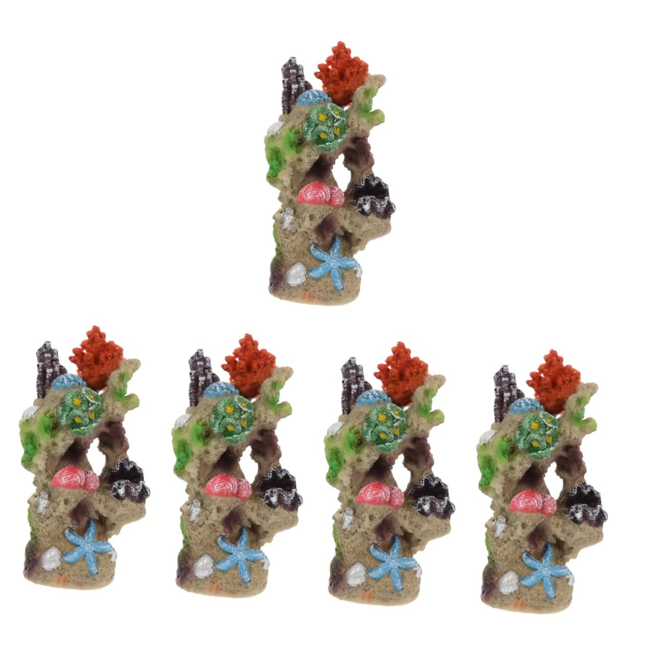 Mipcase 5pcs Aquarium Landscaping Coral Fish Tank Decoration Artificial Plants Artificiales Para Aquarium Resin Rockery Mini Rockery Landscape Aquarium Mountain View Shell