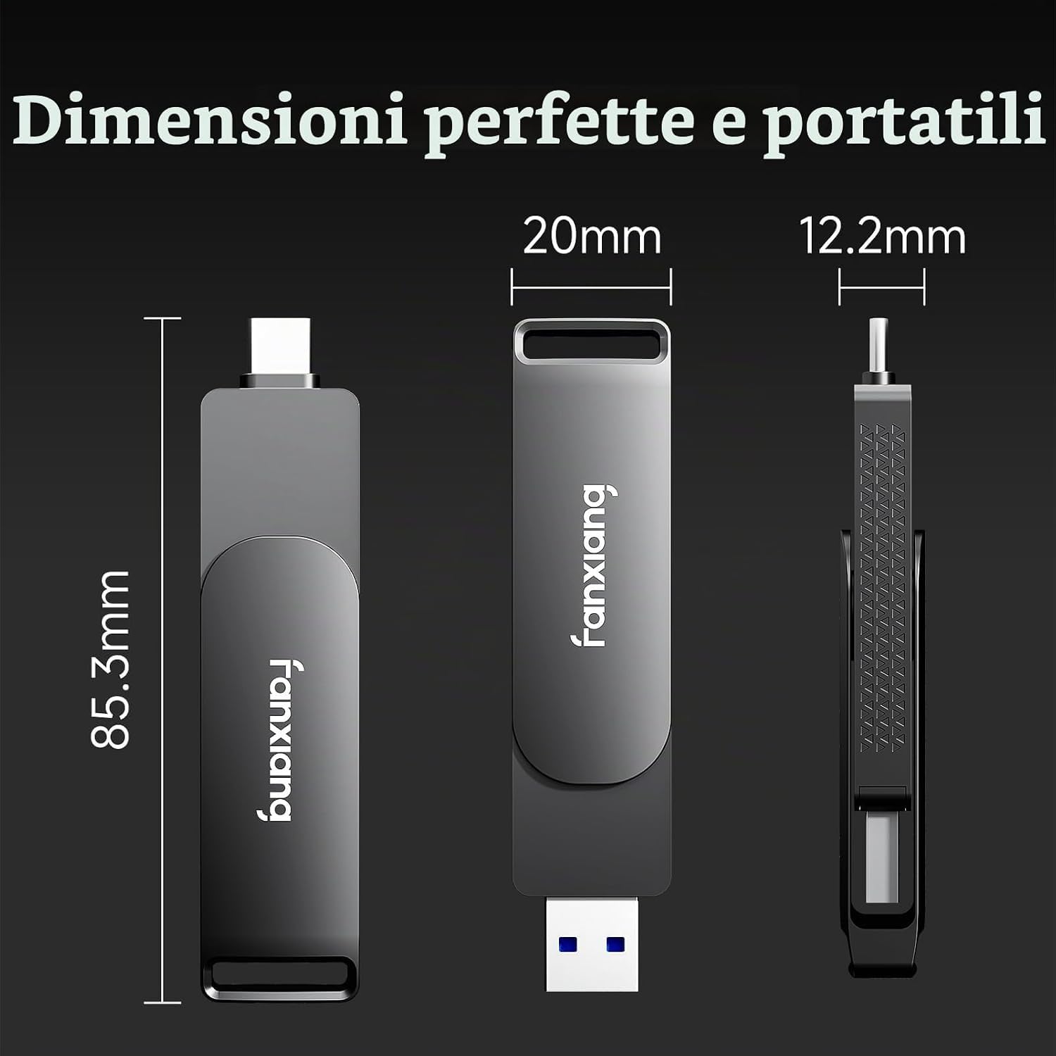 fanxiang SSD esterno da 960GB fino a 2000MB/s - Type-C e USB A 3.2 Gen2 - SSD Esterno Portatile senza cavi Adatto per PC, laptop, Xbox e PS5 - FF951