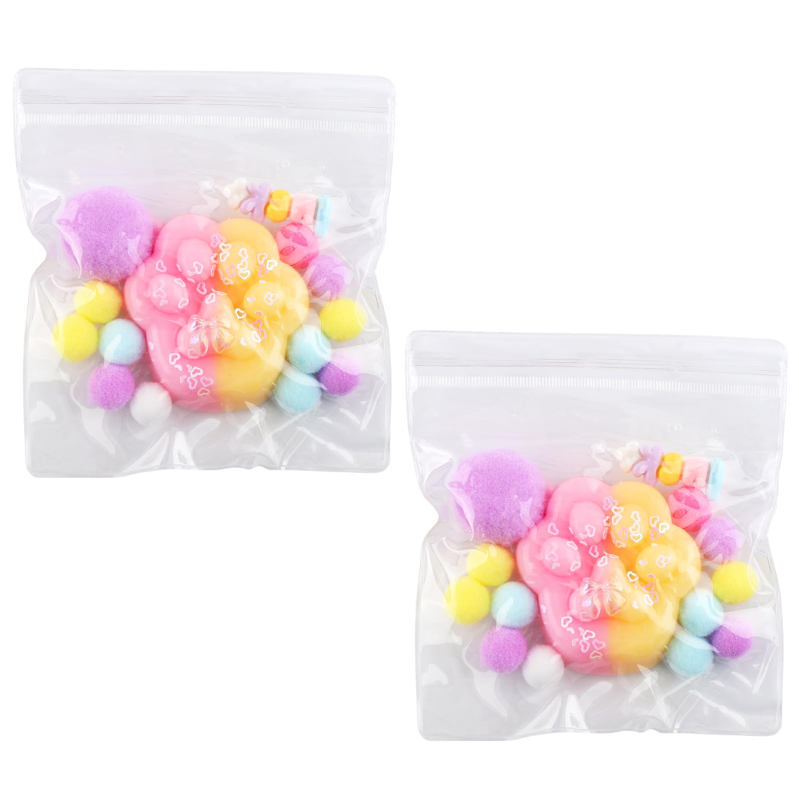 2pcs Cat Paw Squeeze Toys, Soft Taba Cat Paw Squishy Fidget Toys Kawaii Cat Paw Stress Lowering Sensory Toys Perfect Squeeze Toys and Gifts for Home Office Relaxing(Pink-Yellow Smooth)