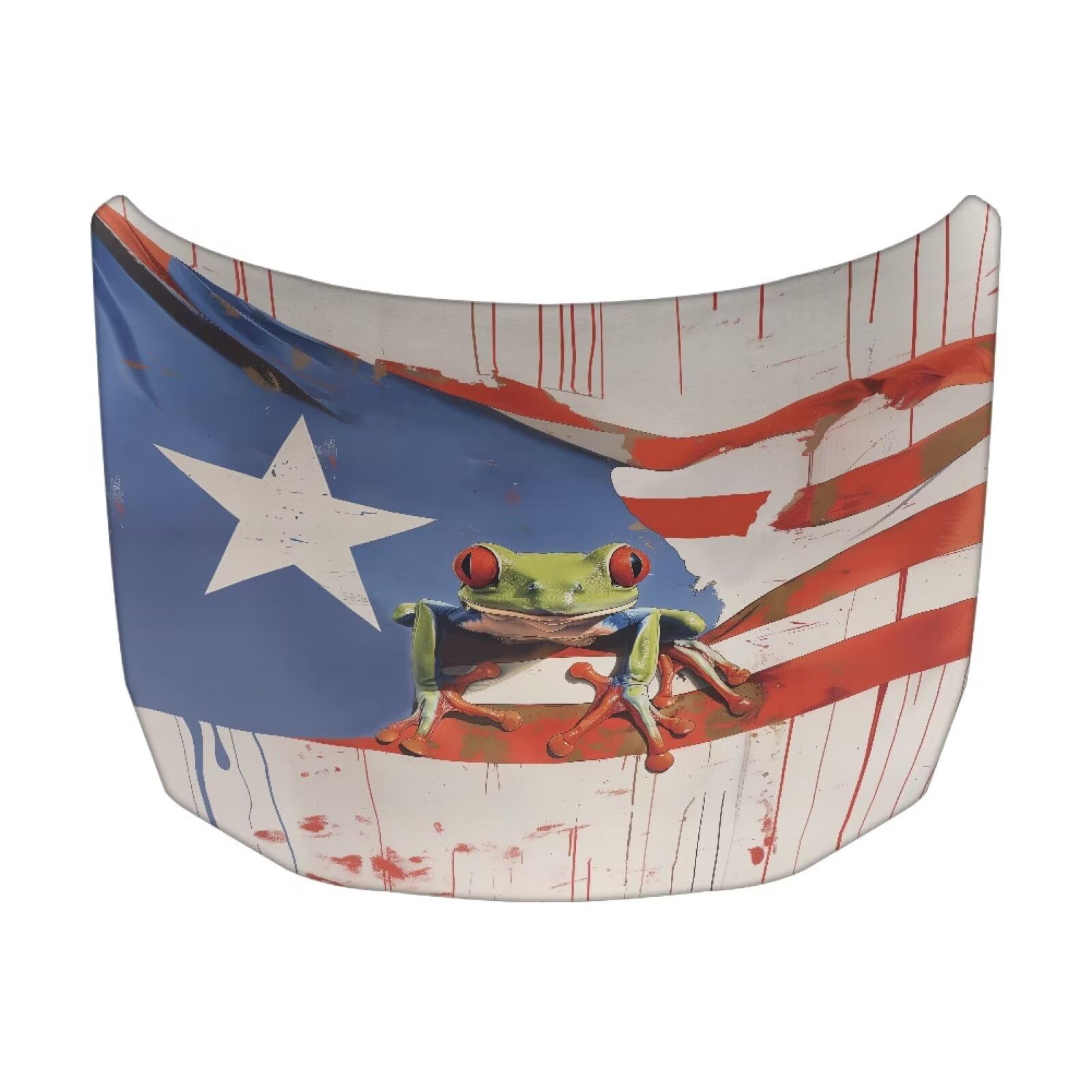 Puerto Rico Flag Car Hood Cover Protector for SUV Sedans Trucks 59×39 Inch Stretchable Car Hood Wrap Blankets Waterproof Sun Proof Auto Patriotic Decorations
