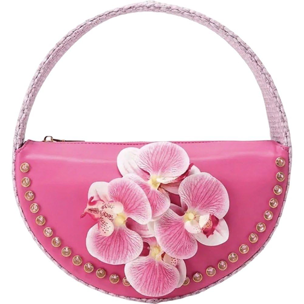 Cabas papillon orchidée orné de fleurs avec mini bandoulière amovible
