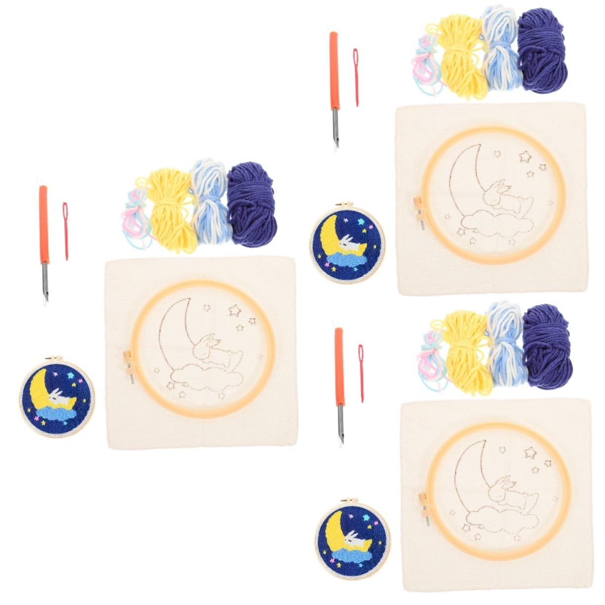 Lurrose 3ensembles Kit De Broderie Punch Needle Pour Débutants Aiguille De Broderie Avec Cerceau Matériel De Création Manuelle Pour Adultes