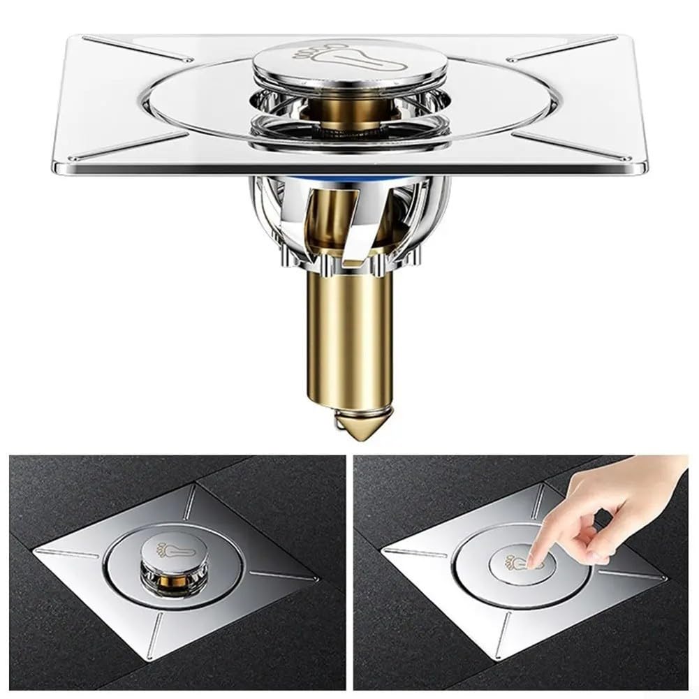 Filtro di scarico in acciaio inossidabile per lavello da cucina e bagno, copertura inodore con tappo a rimbalzo (A)