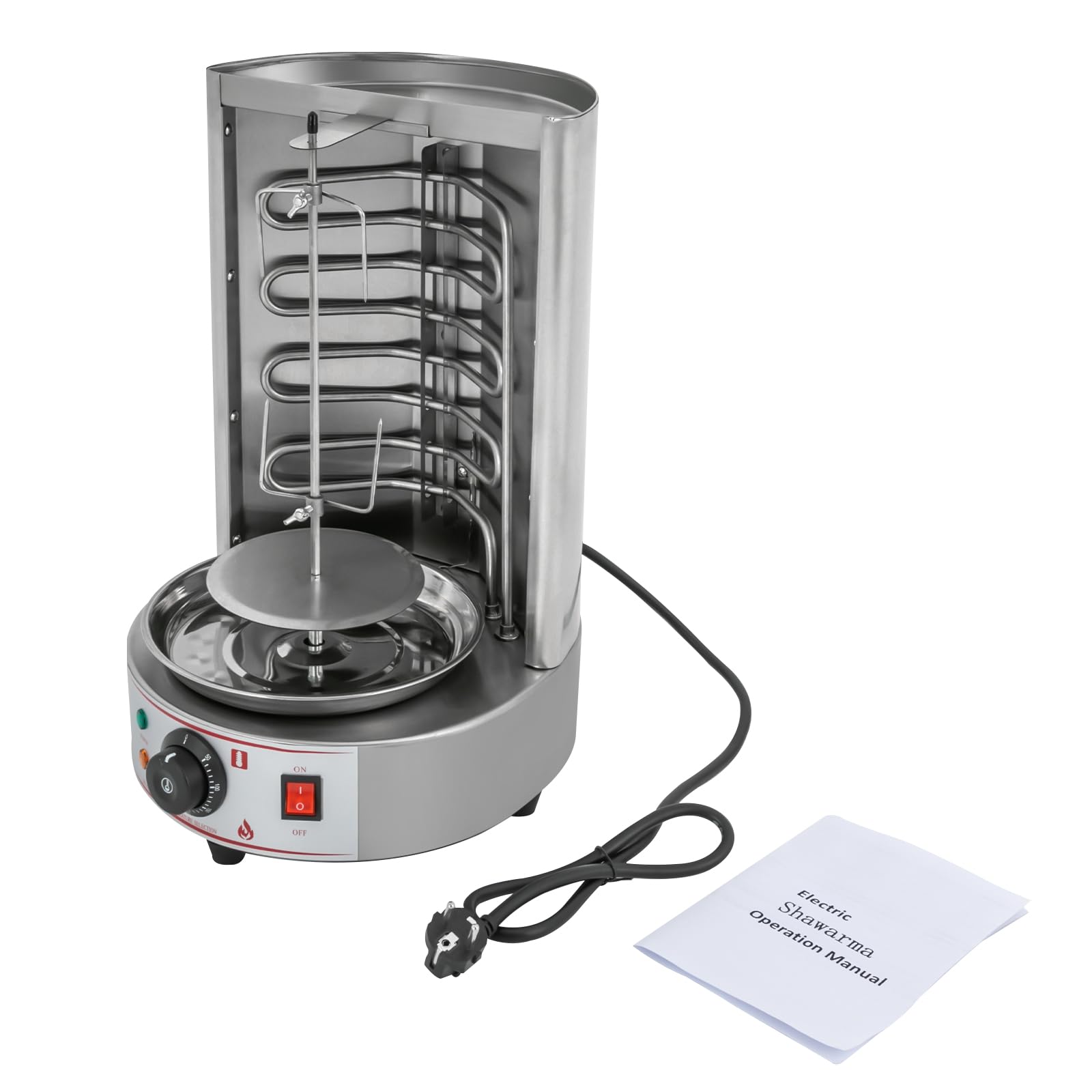 Griglia per döner per la casa, per il pollo, girarrosto e kebab verticale, in acciaio inox, con distribuzione del calore a 360°, capacità 8 kg, per barbecue verticale a gas/elettrico, per