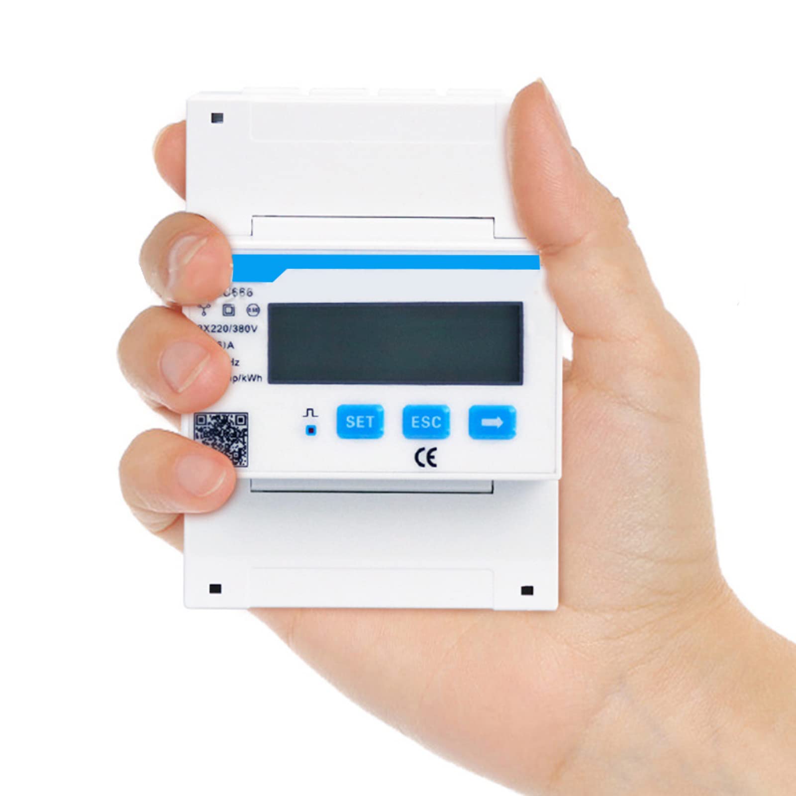 3 Phasen 4P Stromzähler DTSU666 AC Ampere Volt Leistung Energiemonitor Energy Meter, Smartmeter Leistungssensor für PV Anlage DIN 35mm Stromzähler Power Sensor, RS485 Modbus-RTU 3×220/380V 5(80)A