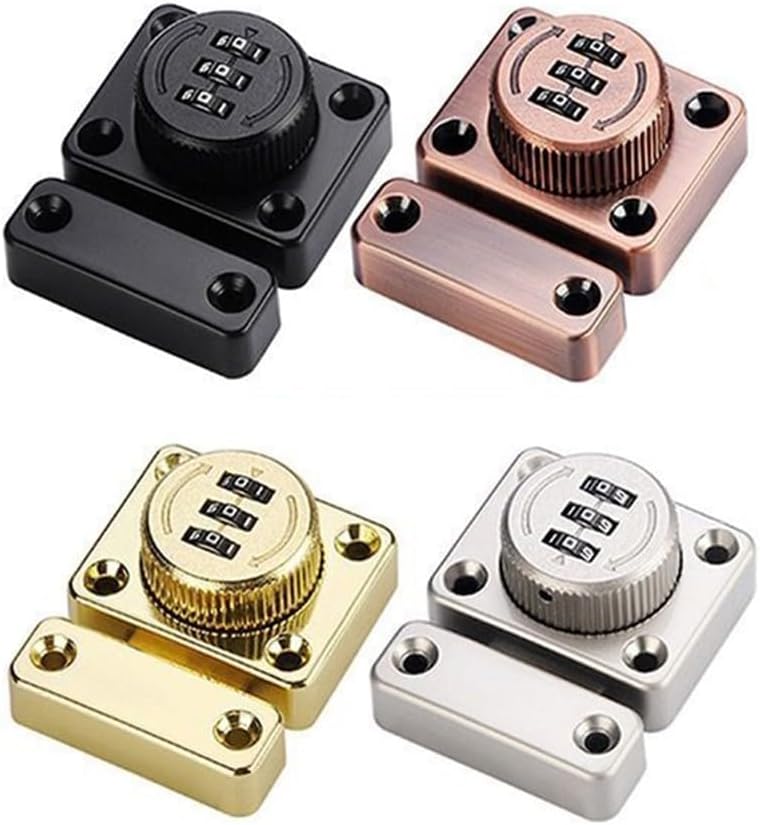 Password Combination Lock with 3 Digits Zinc Alloy for Cabinets and Drawers Quick Mounting and Reliable Security (Gold)