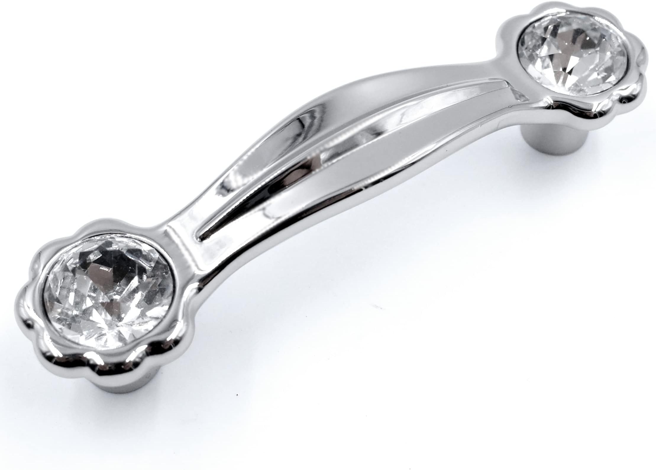 JETLAND Cabinet Drawer Crystal Pulls, 4-Pack, Chrome with Clear Glass, 3" Hole Centers, Shining Daisy, Cabinet Handles for Dresser Nightstand Furniture, PW6738CR076