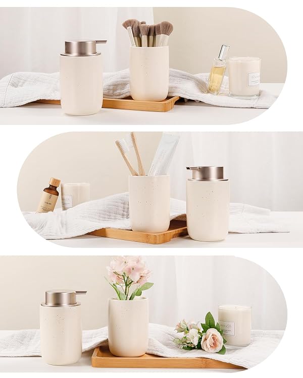BosilunLife Foam Soap Dispenser - Ceramic Foaming Hand Dispenser for Bathroom Modern Farmhouse Small Soap Dispenser Lotion Hand Pump Dispenser for Kitchen Sink (Apricot, Foam Pump) by BosilunLife - Image 5