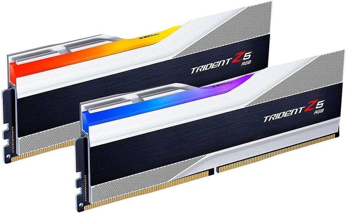 G.SKILL Trident Z5 RGB Series DDR5 RAM (Intel XMP 3.0) 32GB (2x16GB) 6400 MT/s CL32-39-39-102 1.40V U-DIMM Desktop Memory - Metallic Silver (F5-6400J3239G16GA2-TZ5RS)