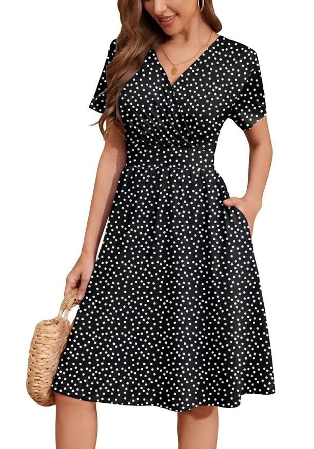 Image of Heymoments Short Sleeve V Neck Summer Dress for Women