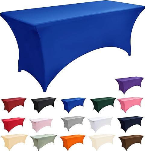 Miniatura 13 de Paquete de 2 Cubiertas de Mesa de Spandex Negro de 6 pies para Mesas Plegables Rectangulares Estándar - Manteles Elásticos Resistentes a las Arrugas