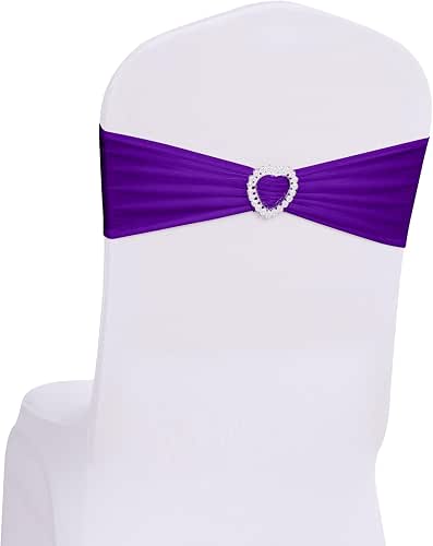 Pack of 60 Spandex Chair Sashes Bows Stretch Cover Band