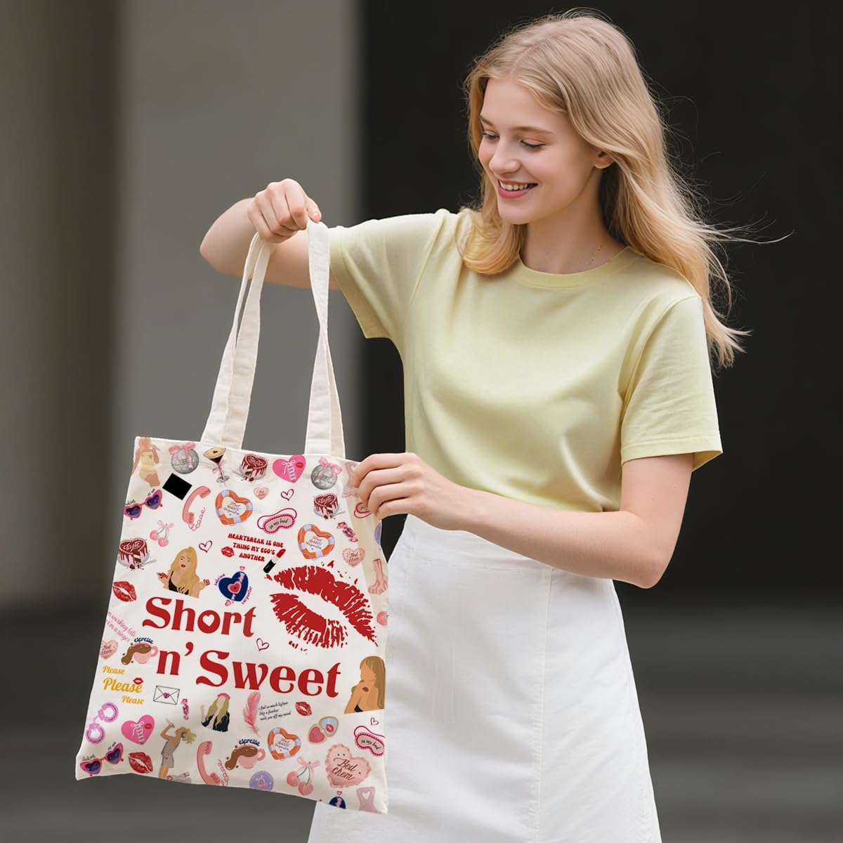 Sabrina Merch, Tote Bag for Women Singer Fans Music Lovers, Singer Merchandise, Reusable Canvas Cute Shoulder Bag for Shopping, Grocery, Work, Book - Image 2