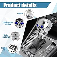 Vista 4 de ASUBHA Pomo de palanca de cambios de calavera, cabeza de palanca de cambios personalizada con decoración LED ajustable de doble ojal, cabeza
