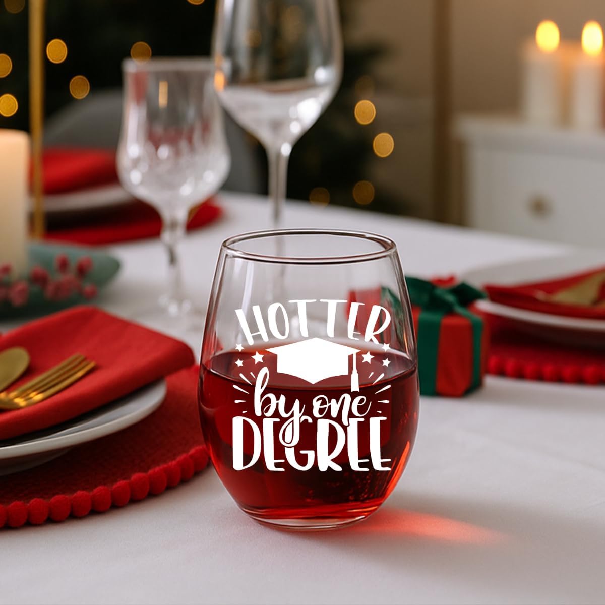 2025 Funny Graduation Wine Glass Gifts for Women Men,Hotter By one Degree,Bachelor PHD Masters Graduation Gift for Her Him Friends,Idea College Graduations Gifts for Women -33 - Image 6