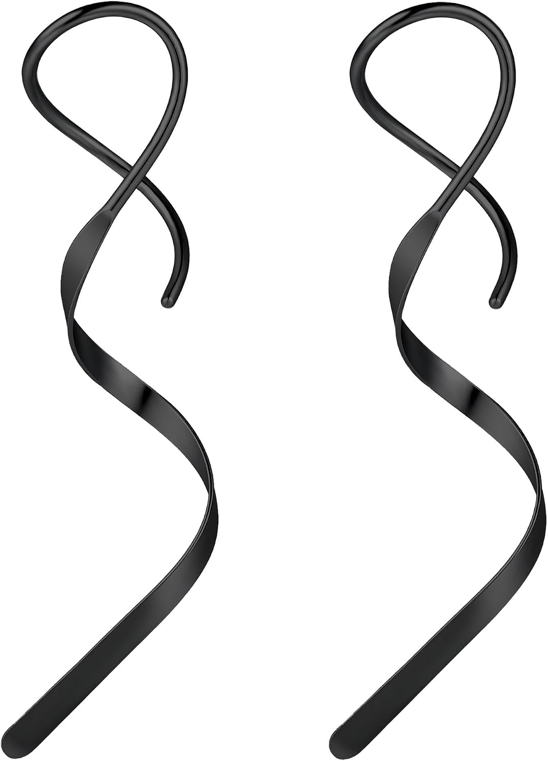 ZS 1 Pair Spiral Twist Earrings Body Piercing Jewelry, Stainless Steel Dangle Taper Earrings Twisting Hanging Loop 18G Piercing Taper