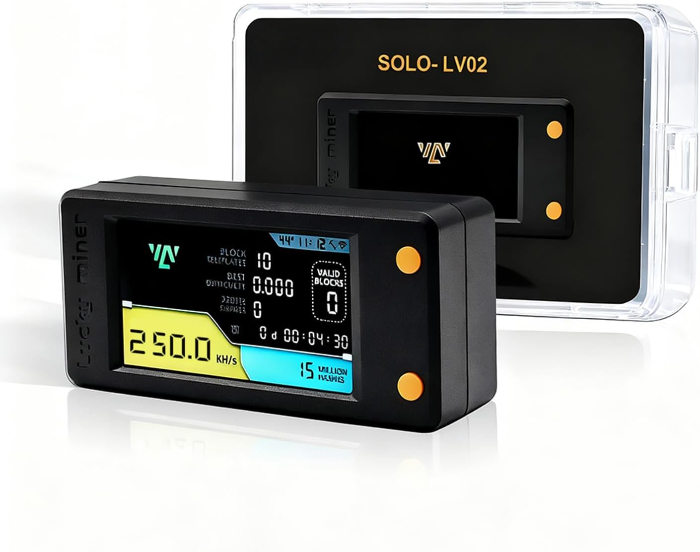 Luckyminer LV02, 250KH/s USB-C Bitcoin Miner, Solo Miner with 1.9 inch Full-Color Display Asic Miner, 1W Low Power Consumption Crypto Miner, 2.4G WiFi Solo Lottery Mining for Home and Beginners