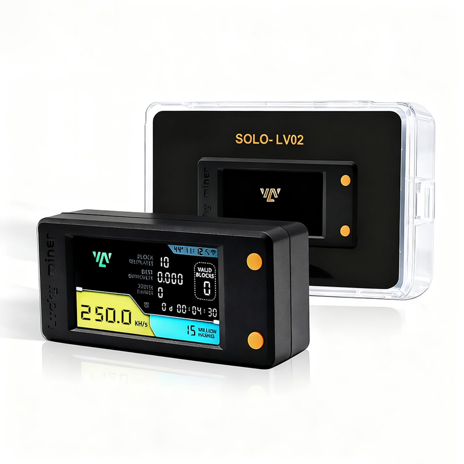 Luckyminer LV02, 250KH/s USB-C Bitcoin Miner, Solo Miner with 1.9 inch Full-Color Display Asic Miner, 1W Low Power Consumption Crypto Miner, 2.4G WiFi Solo Lottery Mining for Home and Beginners