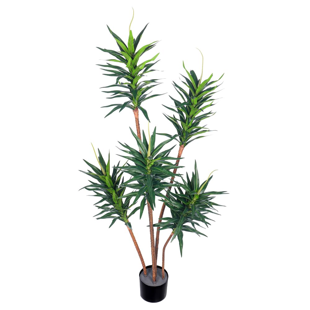 YAHOME Artificial 1.4 Meter High Yucca Plant– Artificial Yucca Tree With Plastic Pot Plants For Home Indoor – Artificial Tree Outdoor – Fake Plants For Balcony – Artificial Plants Outdoor (Green)