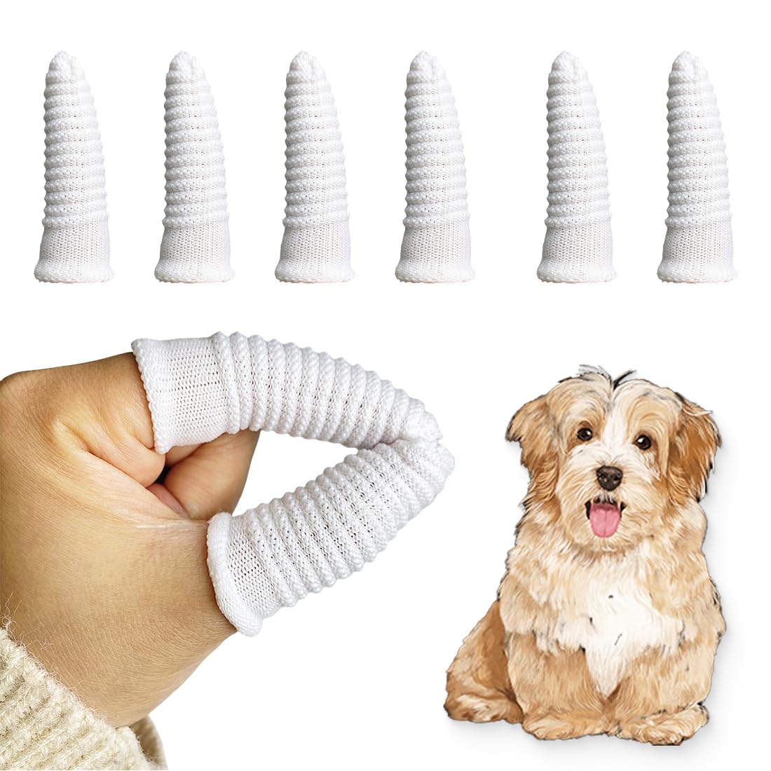Cepillo Dientes Perro Dedo, Cepillo de Dientes de Fibra Apto para Mascotas, Cuidado de los Dientes de Perro, Limpia Eficazmente la Placa Dental(8 piezas)